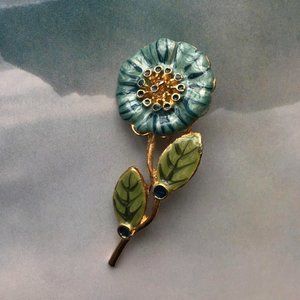 vintage hand painted enamel flower pin